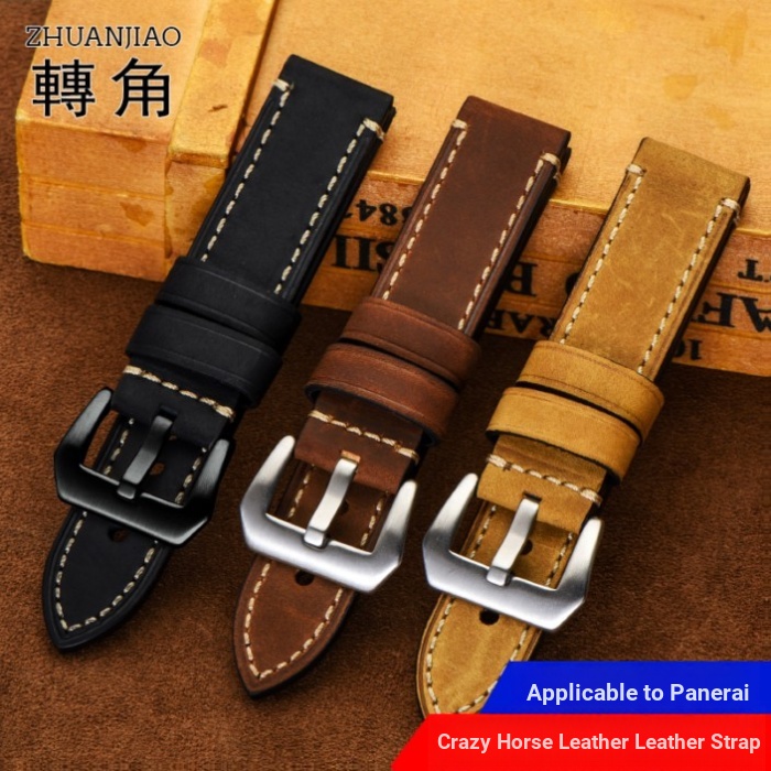 Dây đeo da bò Crazy Horse Thích hợp cho Panerai PAM111 Fat Sea Hamilton Watch Dây da thật Nam