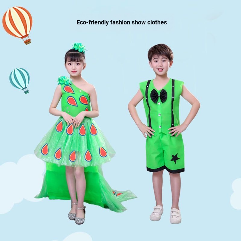 Ngày Trẻ Em Quần Áo Thân Thiện Với Môi Trường Nữ Mẫu Giáo Cha Mẹ-Con Thời Trang Sàn Diễn Thân Thiện 