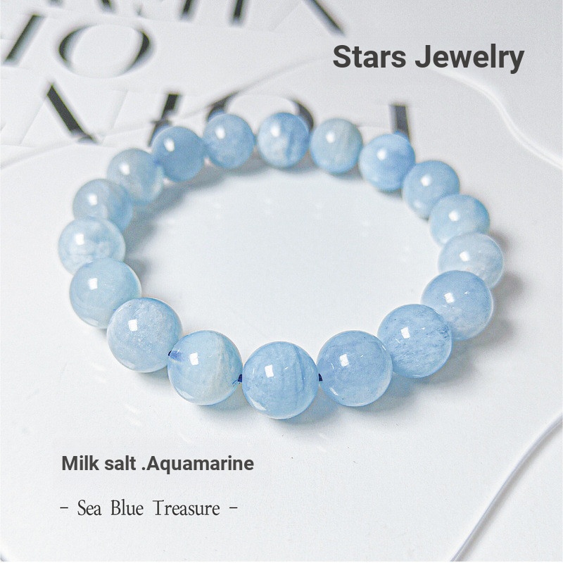 Muối Sữa Aquamarine Vòng Tay Aquamarine Tự Nhiên Vòng Tay Aquamarine Bạn Gái Bạn Gái Pha Lê Vòng Tay