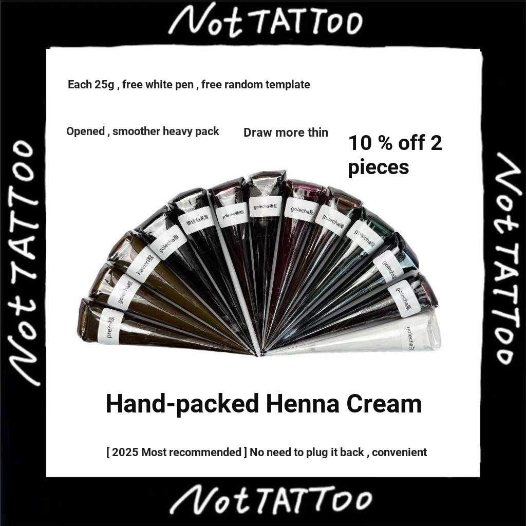 [Gói nặng Kem Henna Tùy chọn] Gói thủ công Ấn Độ Henna Vẽ tay Kem xăm Henna Kem phù hợp ngẫu nhiên