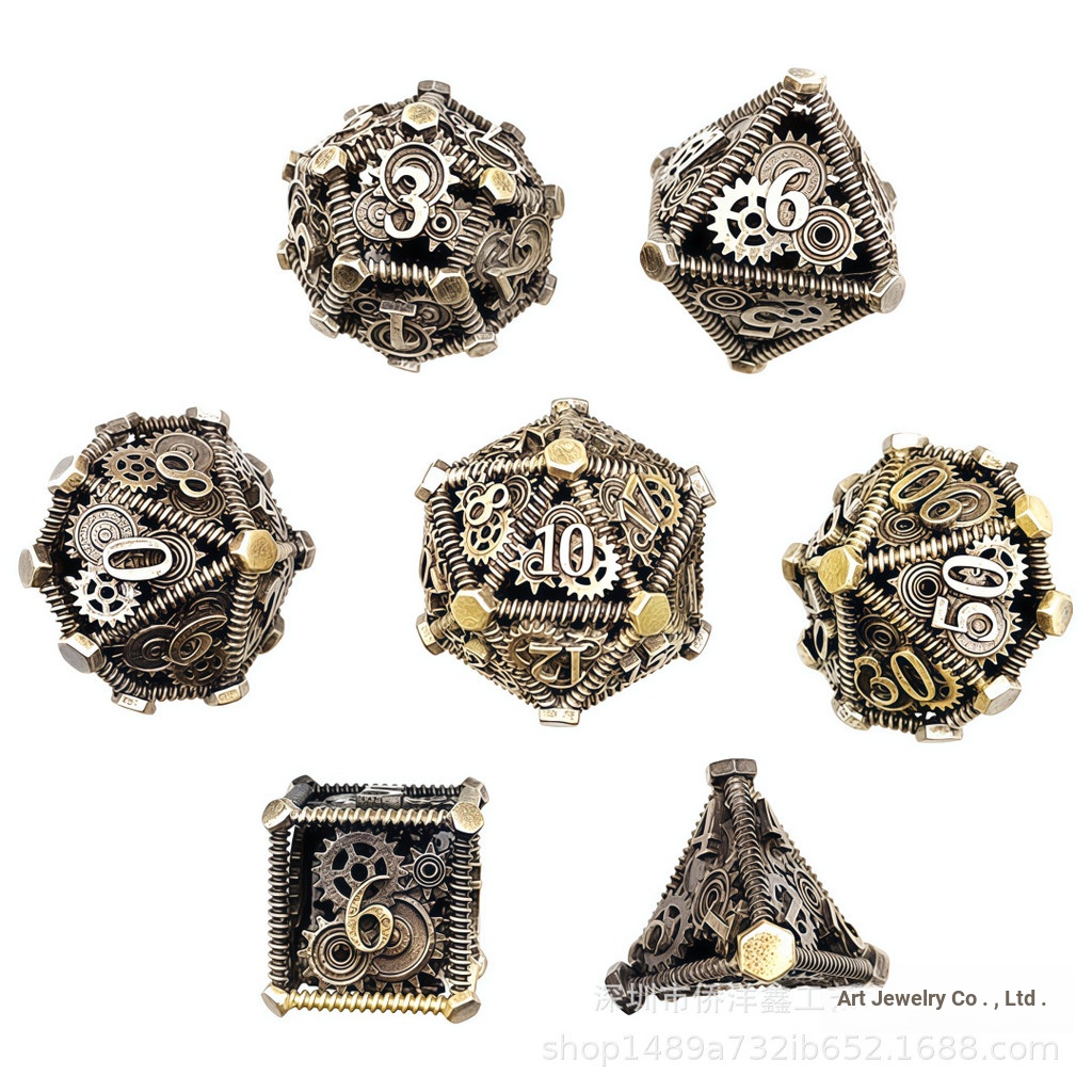 OKOB Metal Hollow Dice DND Dungeon và Dragon Polyhedron TRPG Board Game Bộ xúc xắc rỗng kỹ thuật số