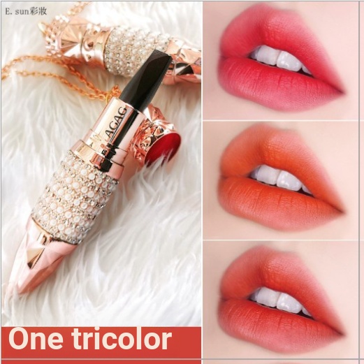 Queen Scepter Queen Arrivals Black Lipstick One Three-Color Matte Soft Mist Trang điểm lâu trôi Khôn