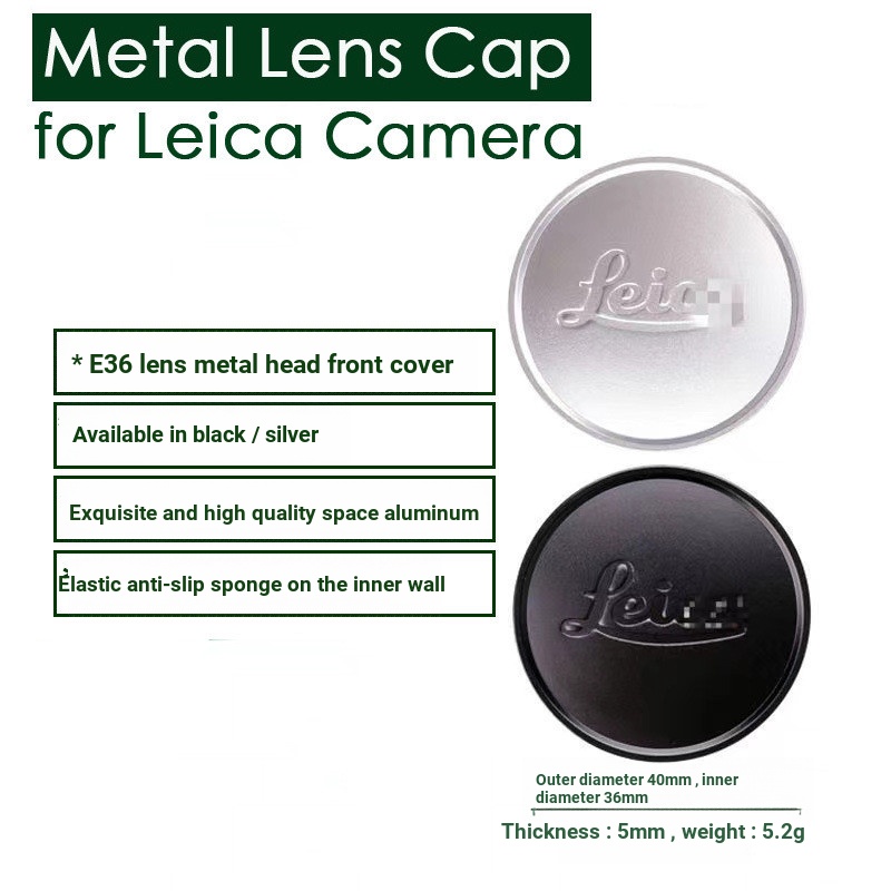 Leica Leica Leica Leica Leica A36 E36 Nắp ống kính Kim loại Nắp trước Đen Bạc [dss]