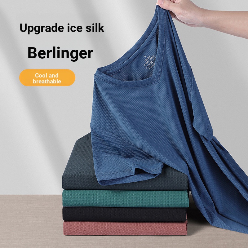 M-9XL Áo thun lụa băng cỡ lớn Quần áo nam đại học T bé trai Áo khô nhanh Quần áo nam Ice Silk Berlin