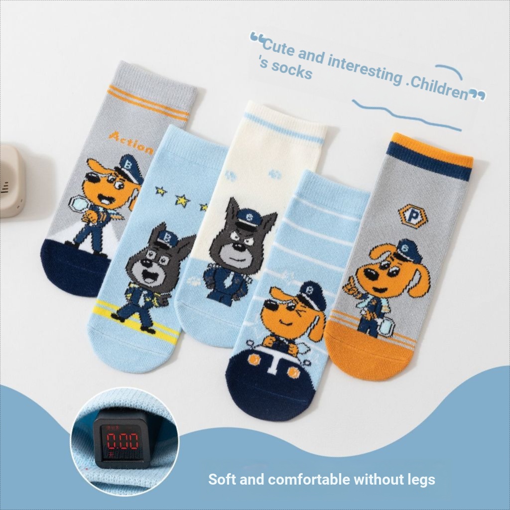 100% Cotton Hoạt Hình Tất Trẻ Em Cảnh Sát Trưởng Labrador Trẻ Em Thu Đông Lớp Một Lược Cotton Giữa Ố