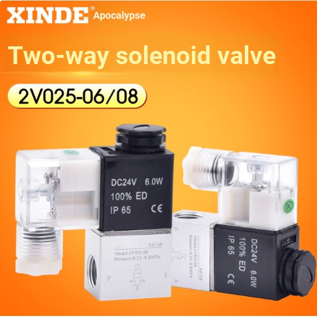 Xinde 2V025-06-08 Hai Vị Trí Van Điện Từ Hai Chiều Van Kiểm Tra 220V24V Loại Yadeke