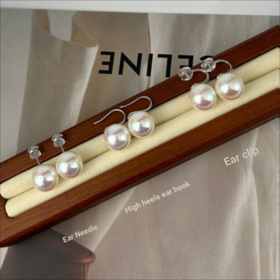 Ngọc trai giả nhân tạo [Aurora akoya akoya Hồng] Bông tai ngọc trai · Cực quang tròn · [với hào quan