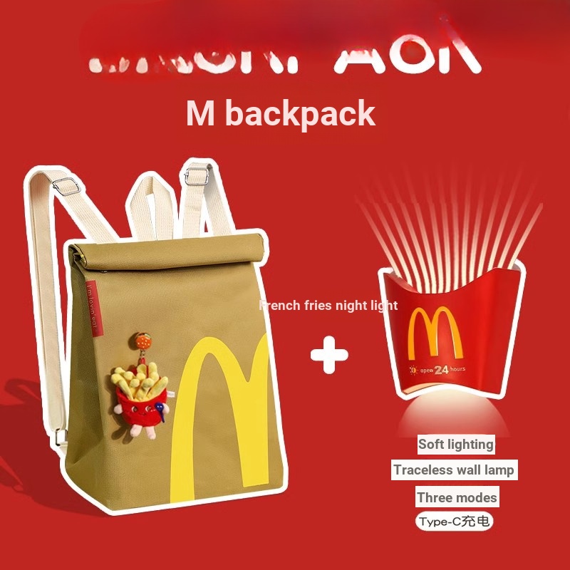 Ba lô McDonald 's Merchandise Ba lô Túi xách nữ sinh viên nam đeo vai Túi miễn phí cho bé gái