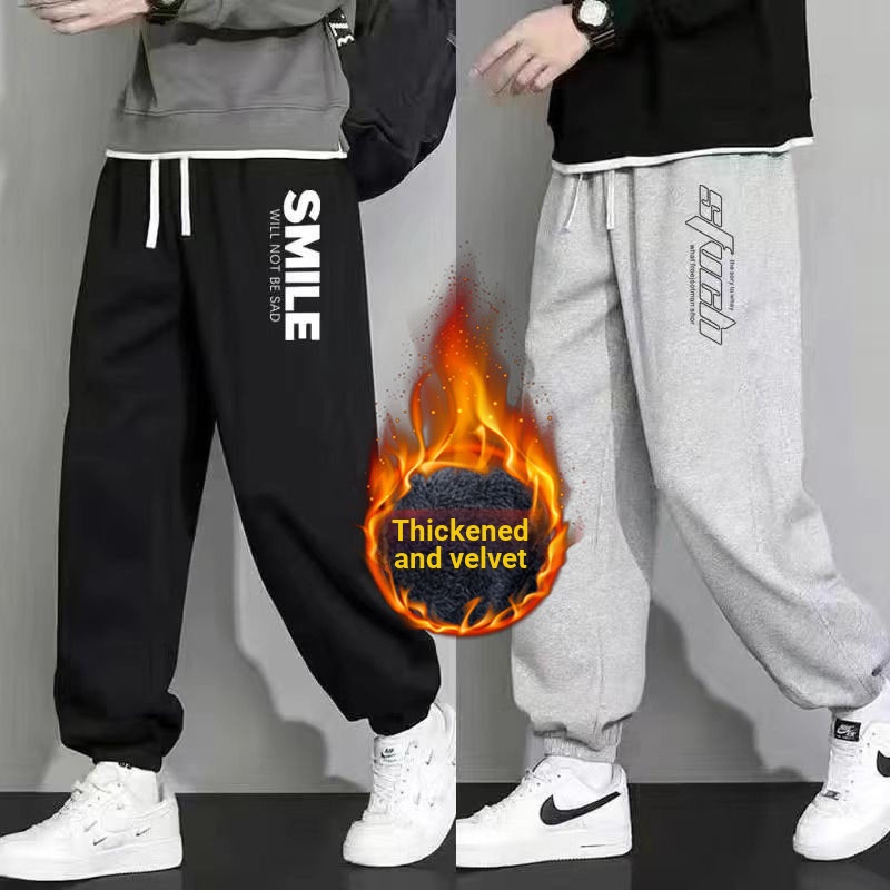 D1 D1210 Quần Bé Trai Thu Đông Béo Plus Béo Plus Kích Thước Dày Plus Nhung Ấm Áp Quần Rời Phiên Bản 