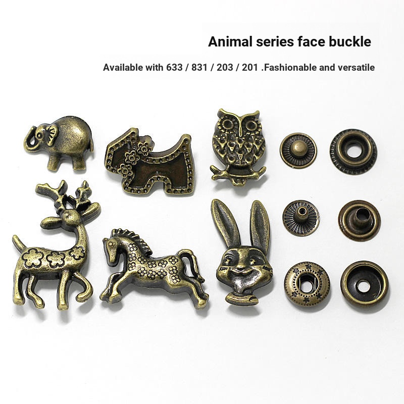 Nút Nút 633 Nút Chụp Kim Loại Đồng Nút Che Khuyết Điểm Nút Trẻ Em-Nữ Nút Động Vật Nút Nút DIY Nút Ví