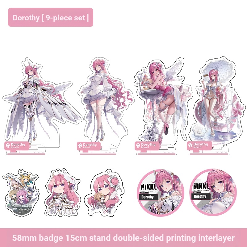 [Dorothy / Dorothy] NIKKE Dorothy Stand Victory Nikki Hàng hóa Huy hiệu Laser Đôi Flash Bar Móc khóa