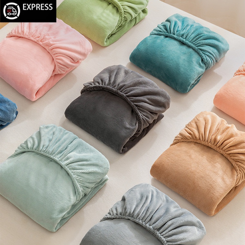 B. b.Thick Milk Fleece Bed Cover Winter 2025 Coral Fleece Bed Cover Nệm Lông Cừu Đơn Bao Gồm Tất Cả 