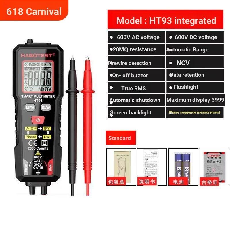 Đồng hồ vạn năng thông minh HT93 Máy tất cả trong một thợ điện Chuyên dụng đa chức năng Chống cháy n