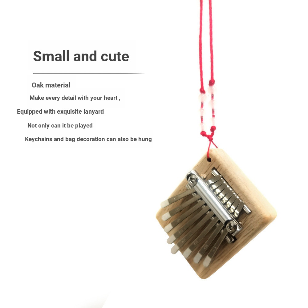 Nhỏ 8 Ngón Tay Cái Piano Gỗ Chắc Chắn KALIMBA Gỗ KALIMBA Mặt Dây Chuyền Ngón Tay Mini Piano WKZY
