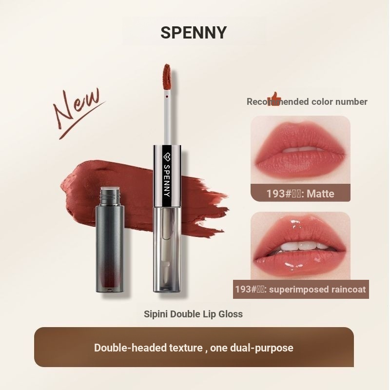 Hai Hiệu Ứng Trang Điểm Spenny Spenny Hai Đầu Lip Glaze Bề Mặt Gương Bóng Nước Trong Suốt Nữ Mờ Môi 