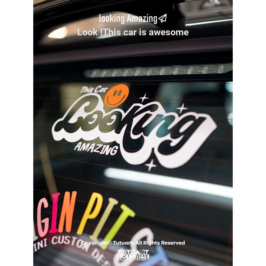TUTUART Original Look at This Car It 's Great ~ Mặt cười vui nhộn Tâm trạng tốt Thân xe bên cửa sổ t