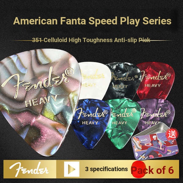 Sáu Mảnh Gói Fender Fanta 351 Celluloid Acoustic Đàn Guitar Điện PICK Dây Quét Nhanh Chơi Chống Trơn