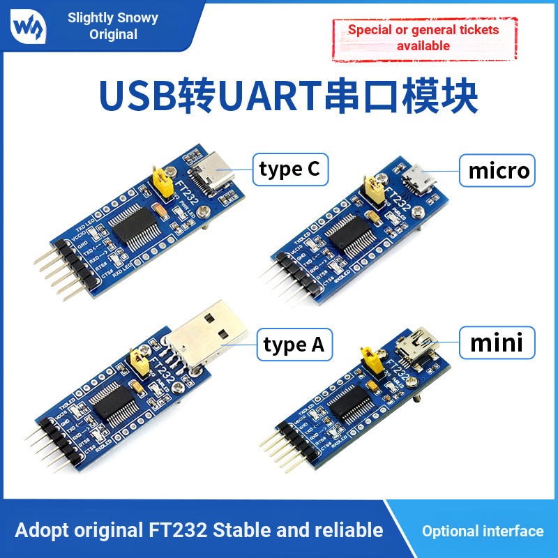 Mô-đun Waveshare FT232 FT232 USB sang cổng nối tiếp USB sang TTL FT232R FT232RL