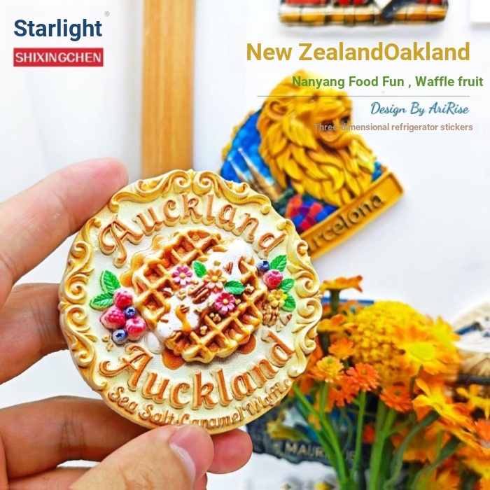 [Nhãn dán tủ lạnh ba chiều] Nhãn dán từ tính bánh quế muối biển Oakland New Zealand