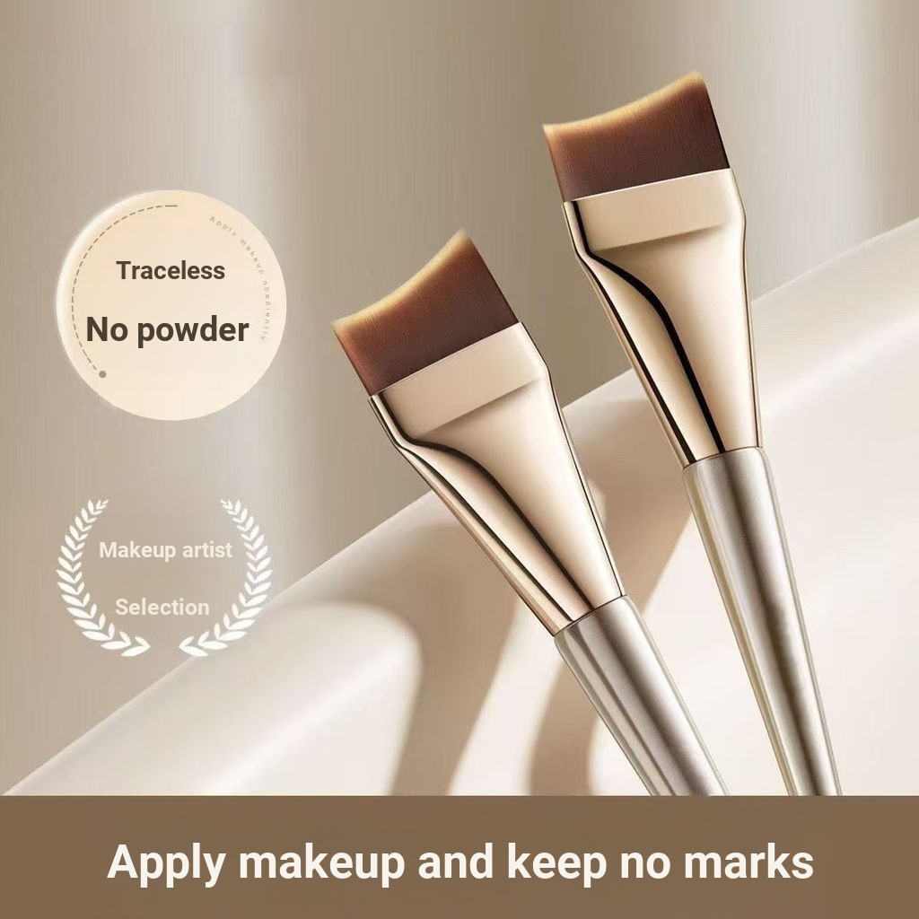 Lijieyou Fishtail Foundation Brush In-Line Ultra-Thin Brush Bevel Flat Head Crescent Seamless Brush 