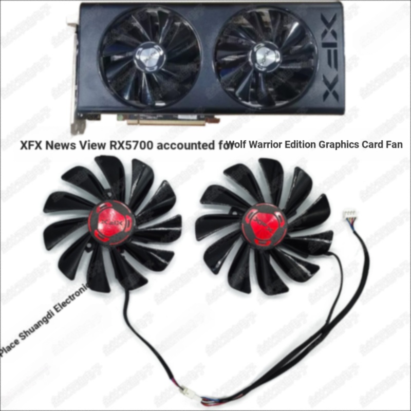 X XFX Message View RX5600 5700XT Black Wolf Warrior Wolf Card Card Fan Nhãn Đỏ