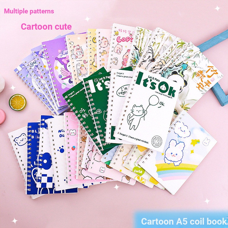 A5 Cuộn Máy Tính Xách Tay Cao Cấp Dày Notepad Hoạt Hình A5 Rollover Notebook Kapibara Coil Notebook 