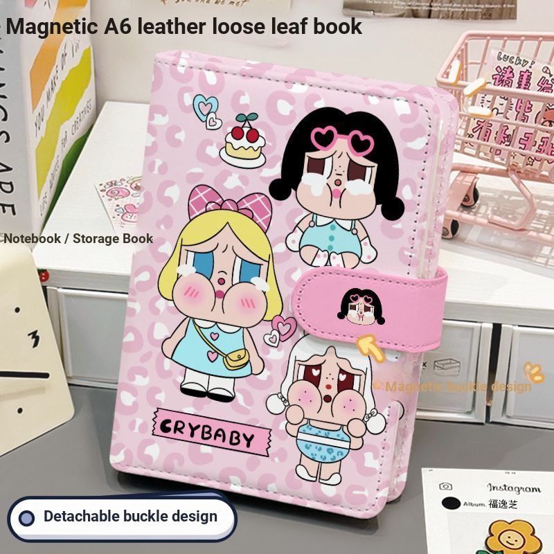 Cry Baby (❈ ❈ 🍎 🍎) Từ tính A6 Da rời pu có thể tháo rời Cry Baby Notebook / Cry Baby Diary A5 Nhật k