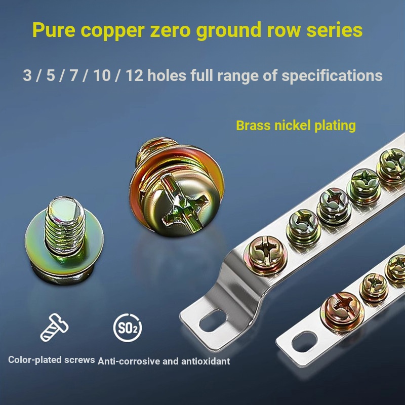 Hộp phân phối Zero Ground Row Grounding Zero Row 3 / 5 Lỗ 2 * 15 Kết nối Zero Copper Row 7 lỗ 10 lỗ 