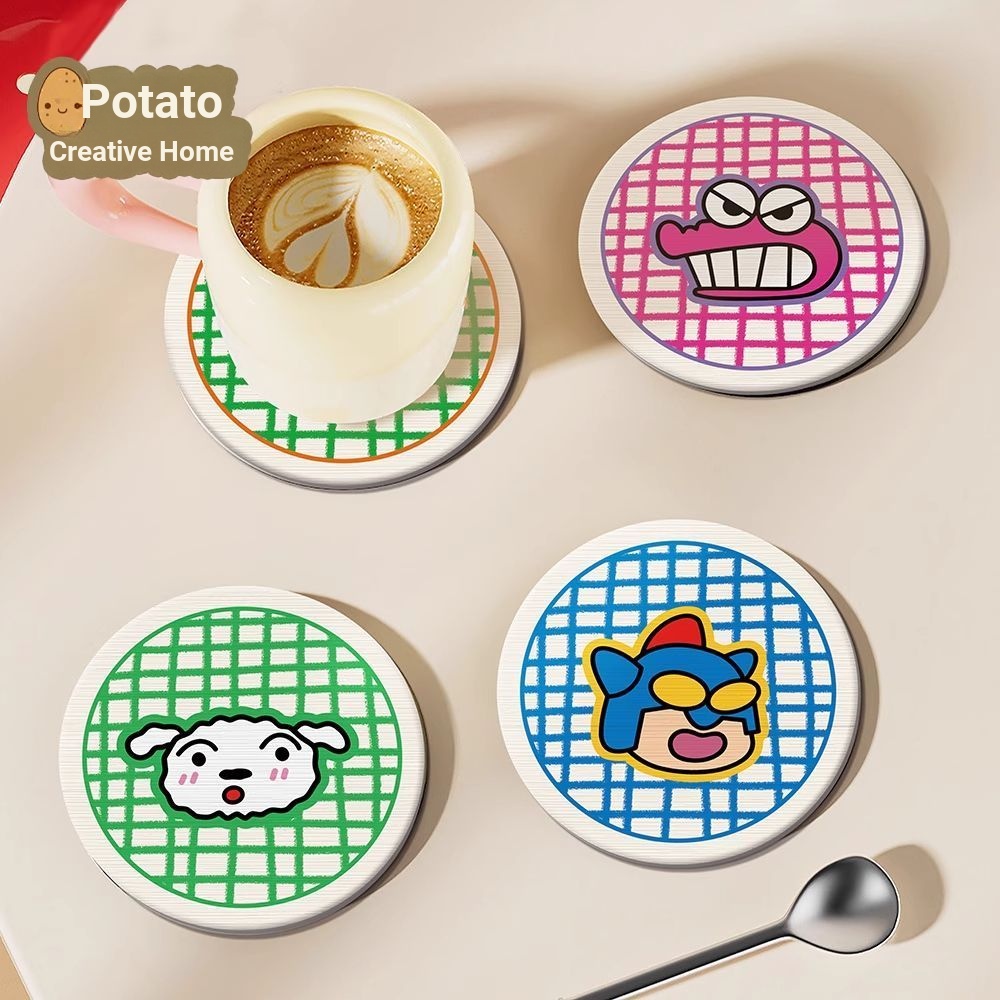 Crayon Shin-Chan Coaster Hoạt Hình Cứng Hạt Cát Bùn Coaster Để Bàn Thấm Hút Thảm Washbasin Crayon Sh