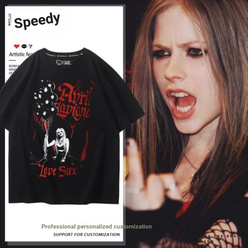 Avril Lavigne Avril Lavigne Hàng Hóa Nam Nữ Tay Ngắn 2026 Mỹ Áo Thun Thường Ngày Hợp Thời Trang 9.1