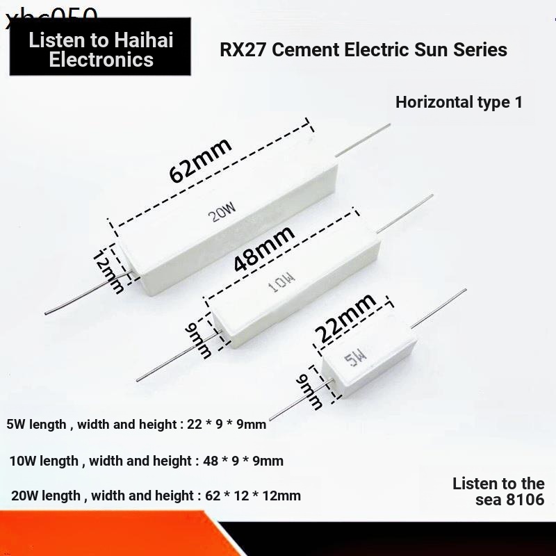 Điện trở xi măng 5W 10W 15W 20W Ngang SQP Đồng 0,5 R3R10R20R30R51R100R470 Euro 1K