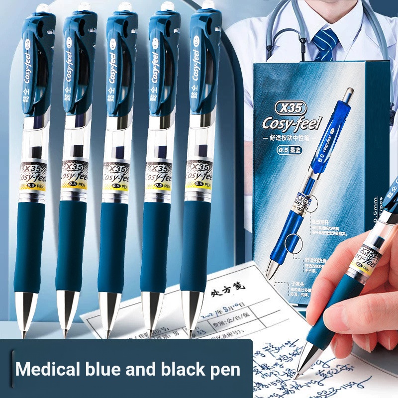 Xanh Đen Bút Gel Mực Xanh Y Tế Đơn Thuốc Bút Mực Xanh Y Tá Báo Chí Chữ Ký Bút Sinh Viên Y Tế Xanh Đe