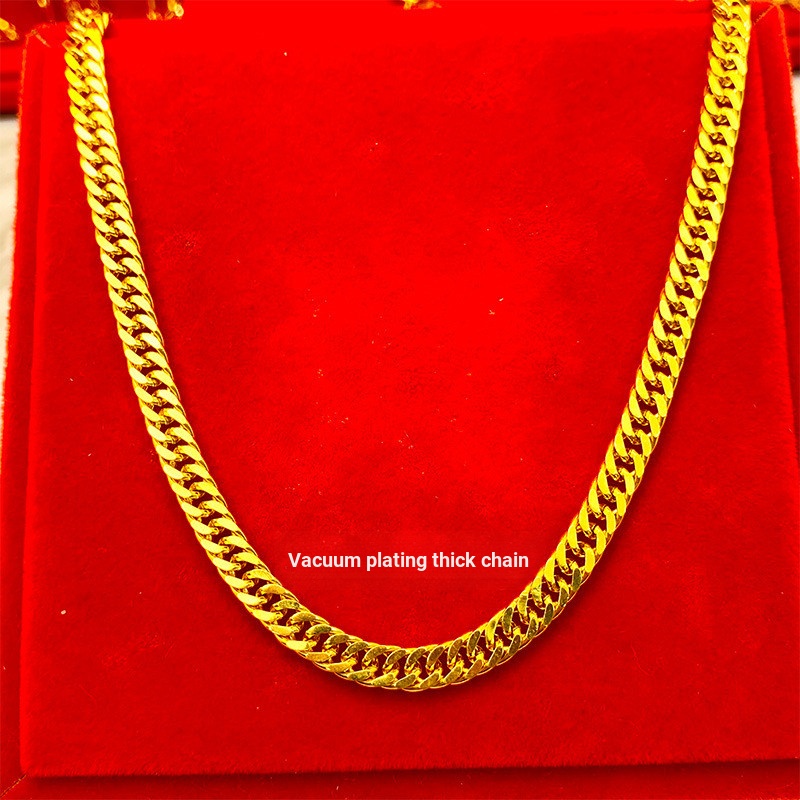 Việt Nam Cát Vàng Đồng Vàng Mạ Vàng Vòng Cổ Dày 24k Vàng 50CM Giả Vòng Cổ Vàng Mạ Chân Không Nam Nữ 
