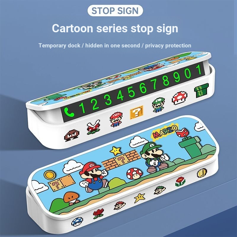 Mario Mario Mario Mario Mario Mario Di Chuyển Xe Số Biển Hoạt Hình Dễ Thương Unisex Tạm Thời Đỗ Xe B