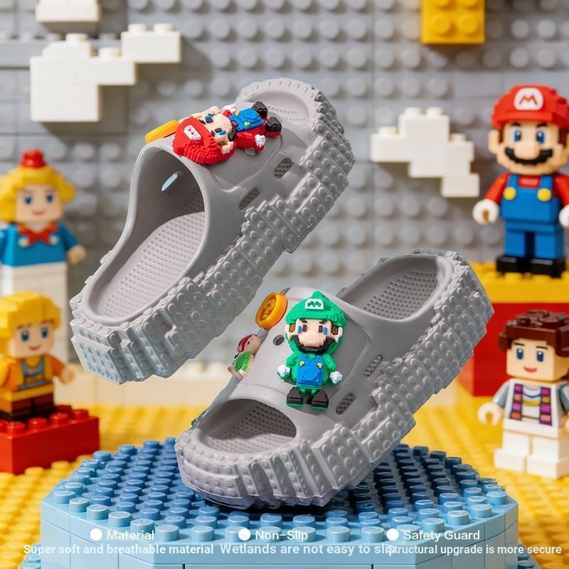 Anime Nhật Bản Mario Mario Giày Sandal Trẻ Em Dép Mùa Hè Nhà Phòng Tắm Chống Trơn Trượt Nhẹ Nam Nữ B