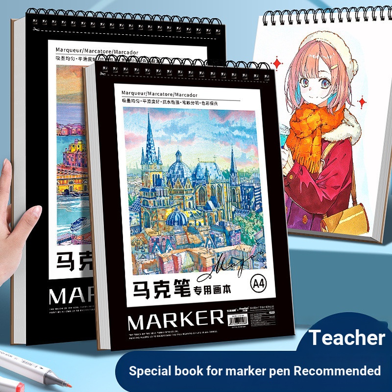 A4 Markbook Marker Sách Tranh Đặc Biệt Dày 8K Tranh Trống Sách Nghệ Thuật Sinh Viên Graffiti Sách Vẽ