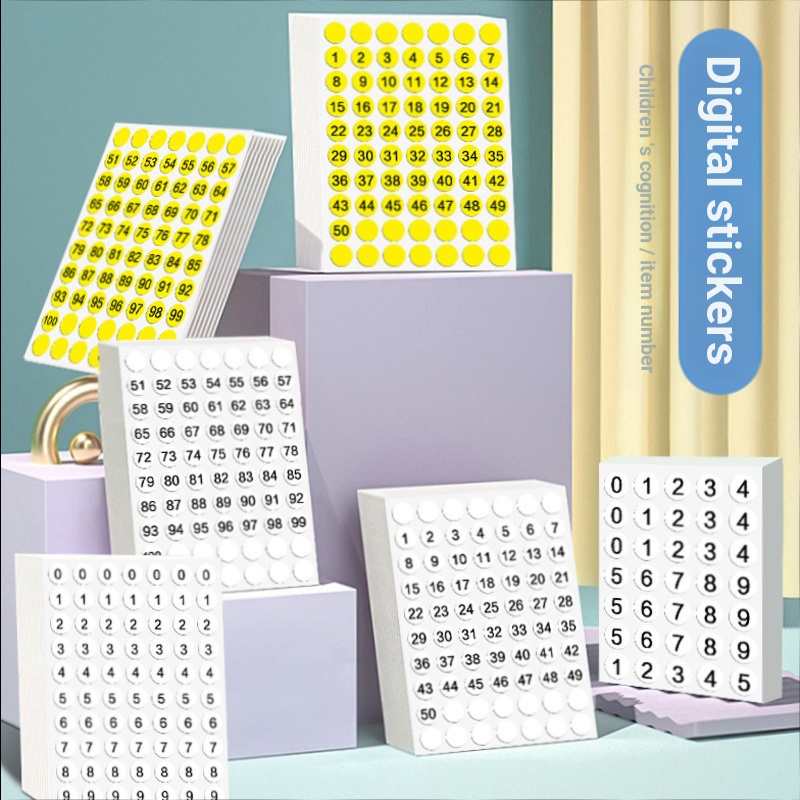 Jerry 1 đến 100 Số Miếng Dán Số Miếng Dán Nhãn Tròn Nhỏ Có Chấm Mẫu Giáo Số Serial