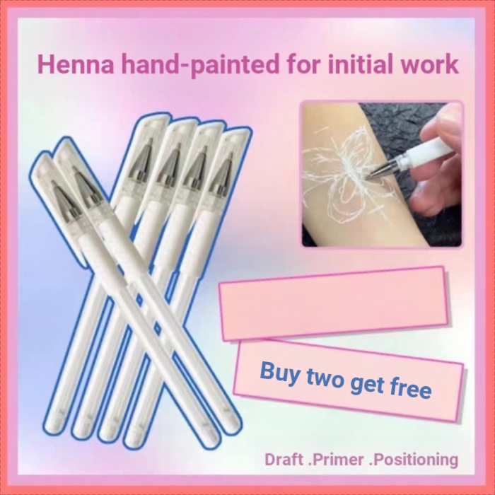 Henna Vẽ Tay Chuyên Dụng Trắng Dự Thảo Bút Đế Soạn Thảo Cố Định Henna Dụng Cụ Bút Có Thể Giặt Dễ Dàn