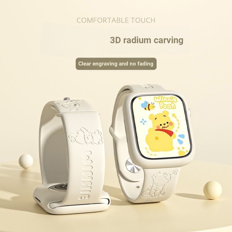 Thích hợp cho dây đeo Apple Apple watchS11 / 10 Dây đeo in hình Pooh hoạt hình iwatch ultra Strap iw