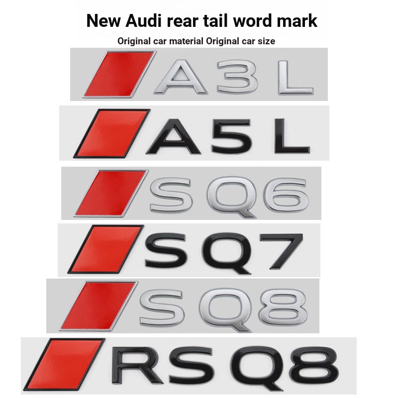 Thích hợp cho Logo ô tô Audi Sửa đổi phiên bản nước ngoài A3L A5L A6 SQ6 SQ8 SQ7 Logo thân sau