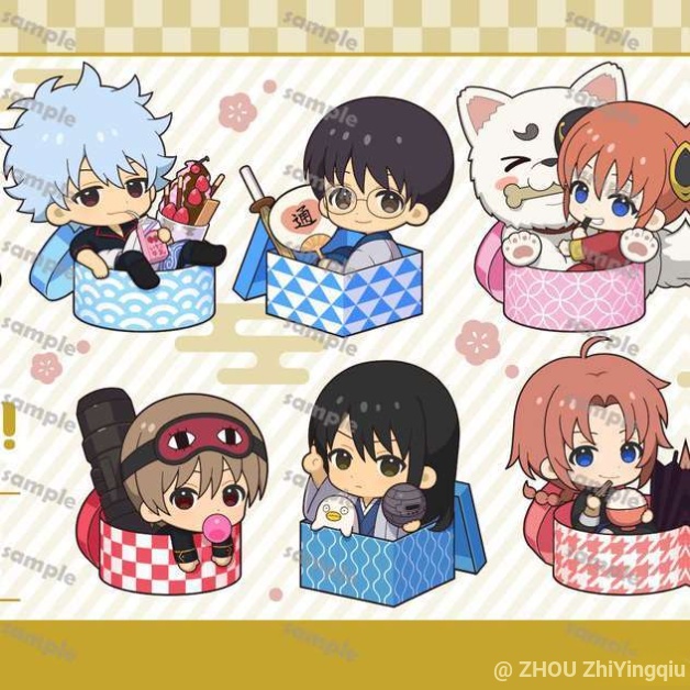 Gintama Q ♧ Giá đỡ / Móc khóa Acrylic Chibi - Bộ hộp Cosplay làm bằng quạt 【 Anime Hình Merch 】