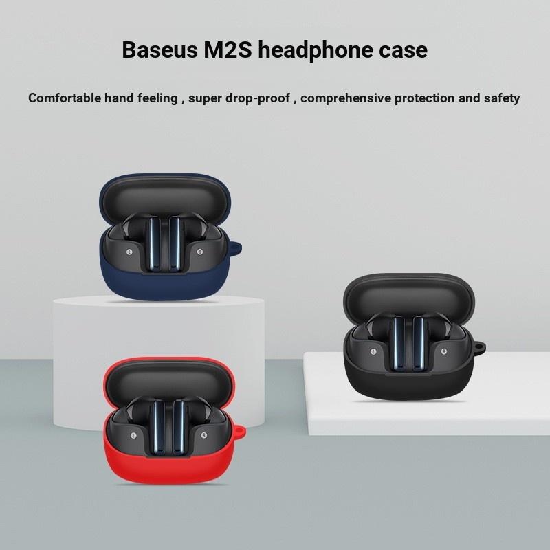 Thích hợp cho vỏ tai nghe Baseus M2s Bao gồm tất cả chống sốc m2s Vỏ bảo vệ tai nghe Bluetooth Vỏ mề