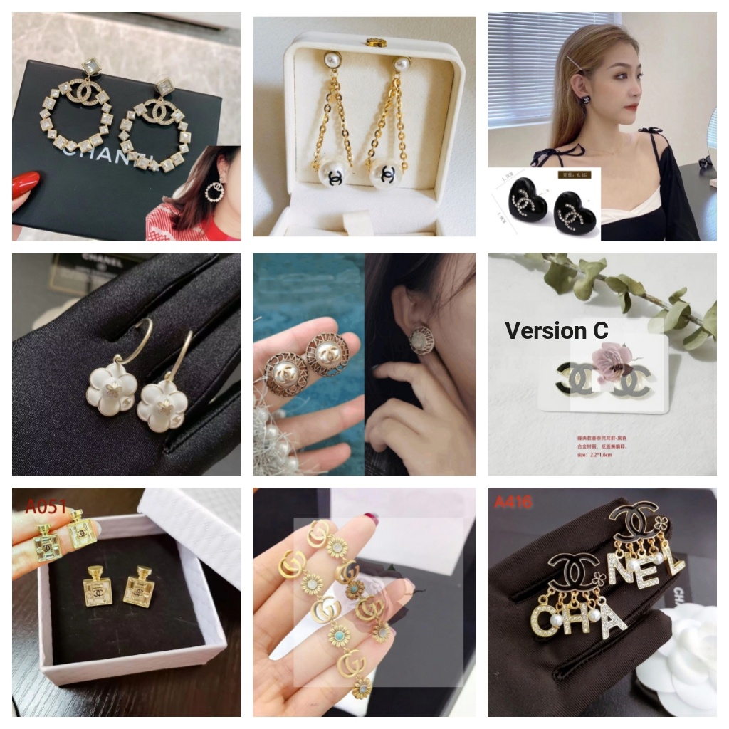 Phong Cách Bông Tai Bộ Sưu Tập Cổ Điển Thời Trang ins Bông Tai Camellia Bông Tai Bạc 925 Kim Ánh Sáng Sang Trọng Cổ Điển Chữ D9