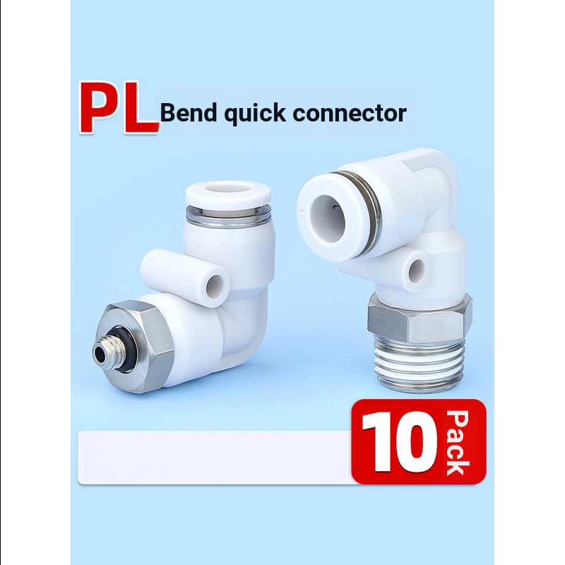 Xi lanh khí nén Khuỷu tay có ren Góc phải PL8-02 Khíchea Đầu nối nhanh Vòi cắm nhanh PL4-M5 PL6-01 M