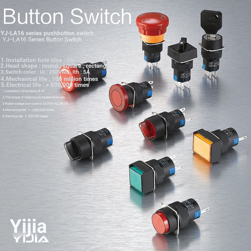 A.Yijia Nút Dừng Khẩn Cấp LA16-11ZS Đầu Lớn Đầu Nhỏ Nấm Khẩn Cấp Tắt Nguồn Thường Đóng Công Tắc 16mm