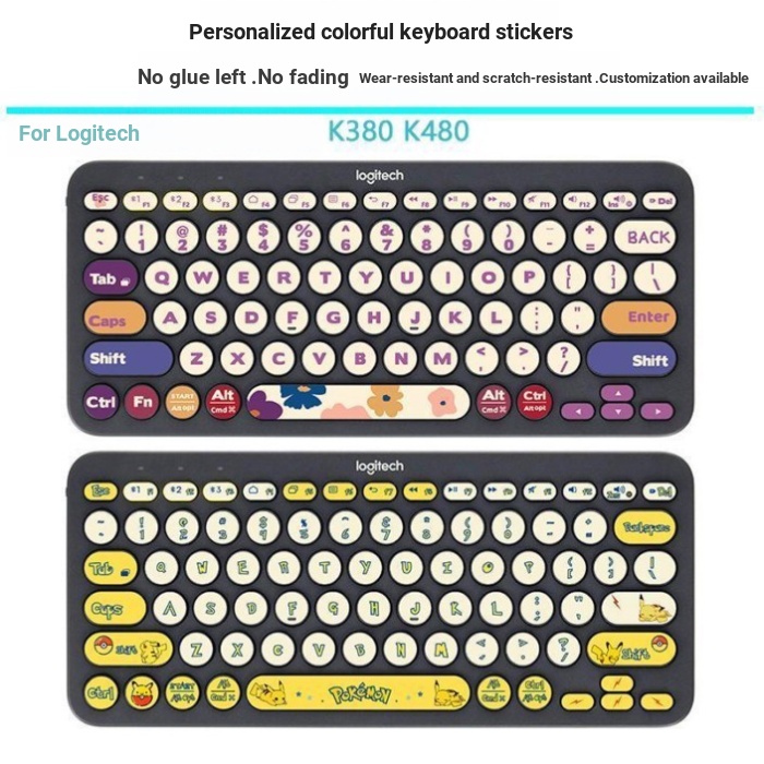 Thích hợp cho Logitech k480 Dán K380 Miếng Dán Bàn Phím Nút Dán Hoạt Hình Anime Sáng Tạo Dán