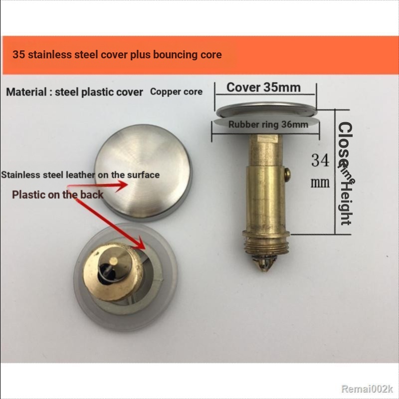 Đồng Bounce Drainer Cover Washbasin Drainer Bồn Tắm Bao Phòng Tắm Bounce Plug Bounce Core Phụ Kiện