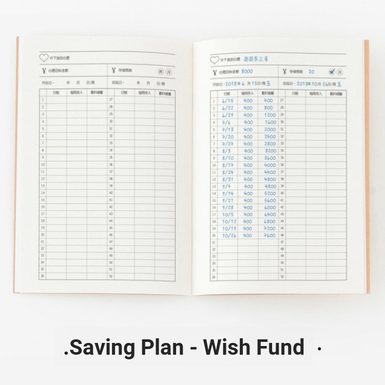 [Light Shadow] Dali Flower Wish Fund Cycle Sex Wish Saving Money Saving Plan A5 Sổ tay tiết kiệm tiề