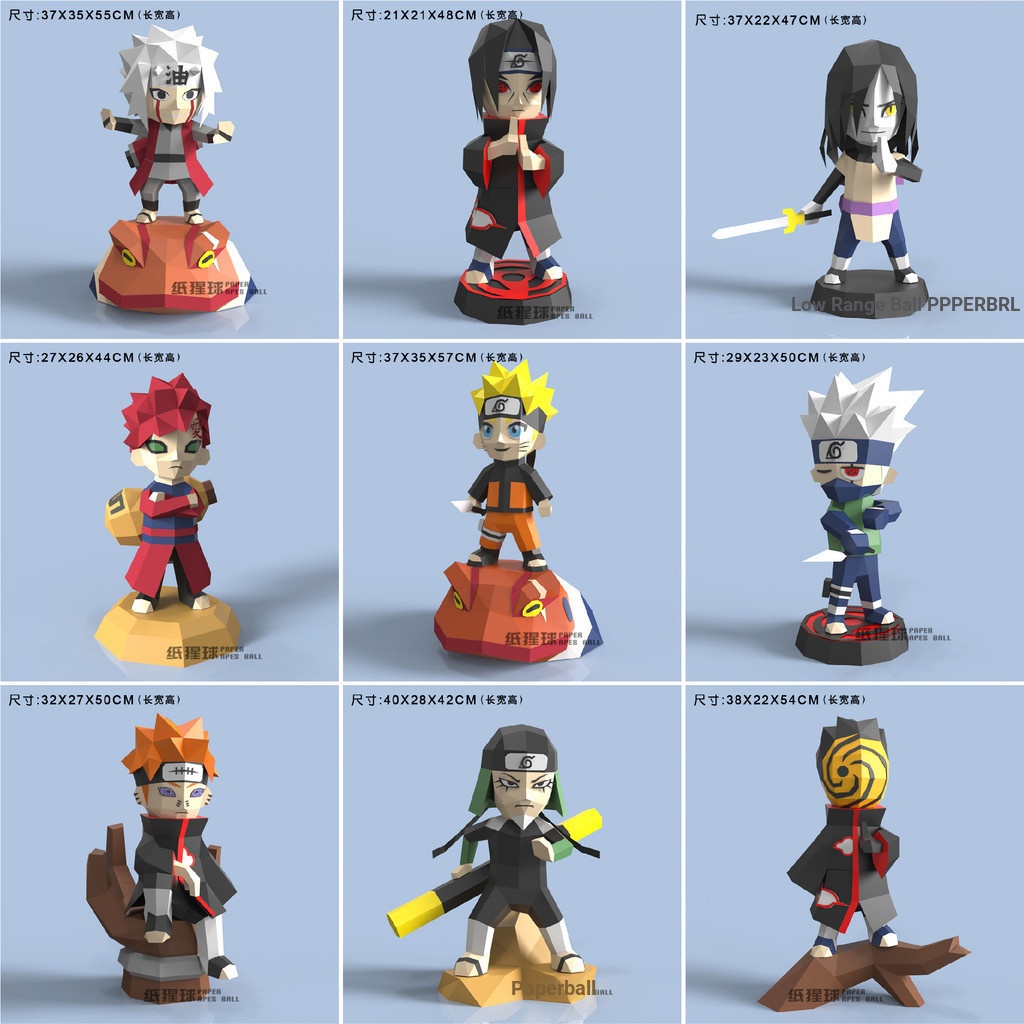 M MM Mẫu Giấy Ba Chiều ZA1 Naruto Kakashi Sasuke Itachi Orochimaru Akatsuki Tổ Chức Naruto 3D Khuôn 