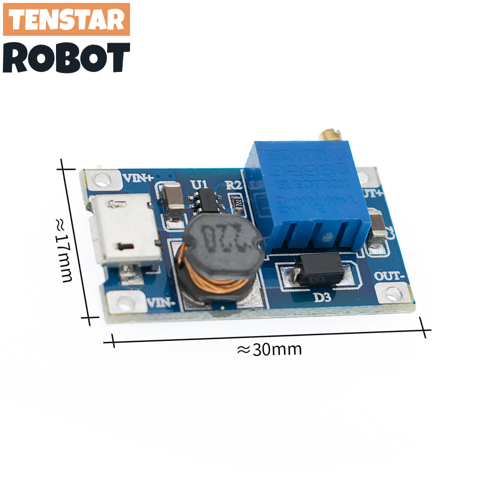 Mô Đun Tăng Áp Điều Chỉnh Được MT3608 DC-DC 2A 2A Kèm MICRO USB 2V-24V Sang 5V 9V 12V 28V